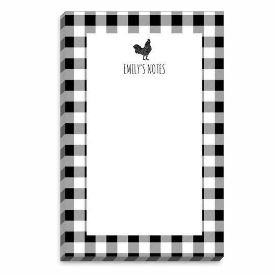 Black Gingham Rooster Notepads